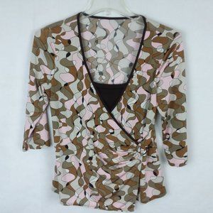 Geometric Pattern Scoop Neck spandex blend Top